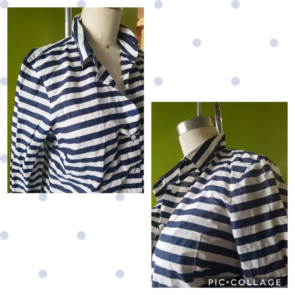 J.Crew Navy/White Boy Button Down Shirt - Picture 5 of 6